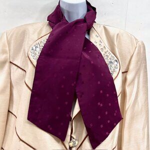 Vintage Jujin Plaxa Scarf Twilly  100% Silk Satin,    purple dott  66"x4"  (48)